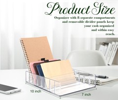 Large Acrylic Cash Organizer 8 Section Clear Money Budget Tray Organizer Plas…