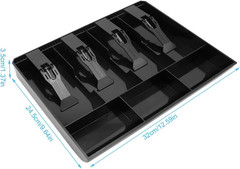 Cash Register Drawer Insert Tray 4 Bill 3 Coin Compartments Money Storage