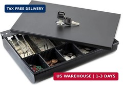 Volcora Cash Drawer Tray with Locking Cover – 11.7 x 10.3 x 2.3 Inch Metal Cash