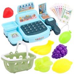 Kids Supermarket Cash Register Toy – Electronic Shopping Play Set with Lights