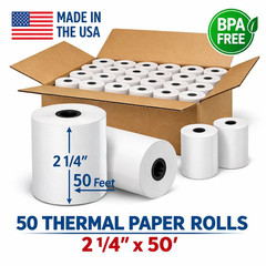 50 Rolls 2 1/4″ x 50 Thermal Paper Credit Card & Cash Register POS Receipt, USA