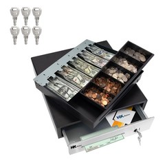 16inch “Stainless Steel” Front Heavy Duty Black POS Cash Drawer with 5Bill/5Coin