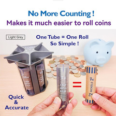 Coin Sorter Tube with Wrappers, Change Counter Organizer Pennies Nickels Dimes