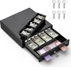 13″ Cash Register Drawer for Point of Sale POS System with 4 Bill 5 Coin Cash Tr