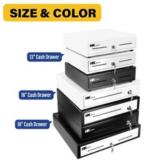 13″ Heavy Duty Compact White Manual Push-Open Cash Drawer with 4Bill/5Coin Till