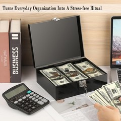 Acrylic Lockable Cash Storage 3 Slots Money Holder Cash Organizer Currency Tr…