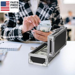 Cash Box with Lock, Aluminium Alloy Money Box for Cash Lockable Money Storage Bo