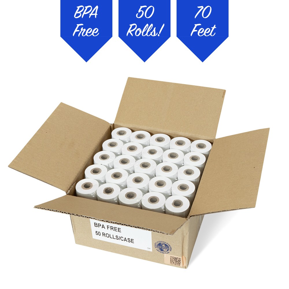 2 1/4″ x 70′ Thermal Receipt Paper 50 Rolls **FREE SHIPPING**