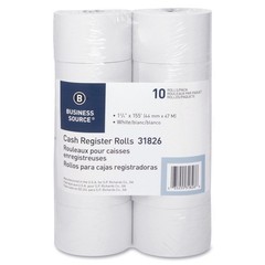 Paper Rolls, Single Ply, Bond, 44mmX155′, 10/ Pack, White (31826)