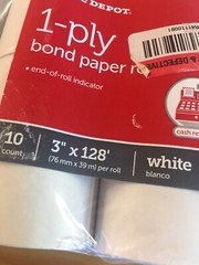 1-Ply Paper Rolls 6 Count Bright White 3″ x 128ft Office Depot Item 109-023