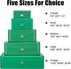 Large Green Lock Box with Money Tray 9.84×7.87×3.54 inch Metal Safe Cash Box