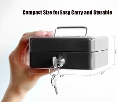 Secure X-Small Black Cash Box – Portable Lock Box for Savings & Meds, 0.6 lbs