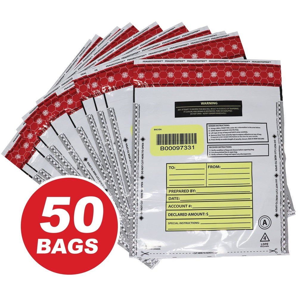 Nadex Coins NCC11119 9×12 Opaque Fraudstopper Deposit Bags 50 Pack