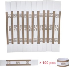 Self-Adhesive Currency Straps – 100 Pack, ABA Standard Brown $5000 Bill Wrappers