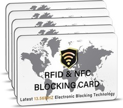 SaiTech IT 5 Pack RFID Blocking Card NFC Contactless 5pk-White, White