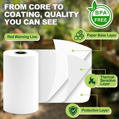 2 1/4″X50′ Thermal Paper Receipt Rolls,12 Rolls of Thermal Printer Paper, BPA Fr