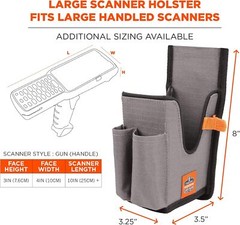 Ergodyne Squids 5540 Barcode Scanner Holster Pouch for Gun Grip Large, Gray
