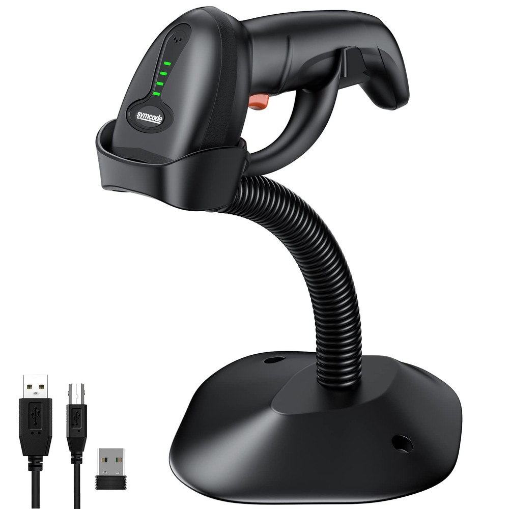 Symcode Bluetooth 2D Black, Barcode Scanner with Auto-Sensing Stand