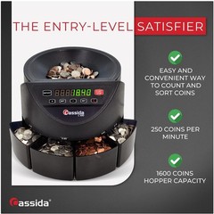 High-Speed Coin Sorter Counter 1¢ 5¢ 10¢ 25¢ 250 Coins/min