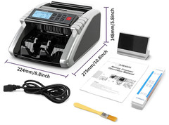 Contadora Billetes USD EUR con Detector Falsos LCD Antiatascos. Nuevo