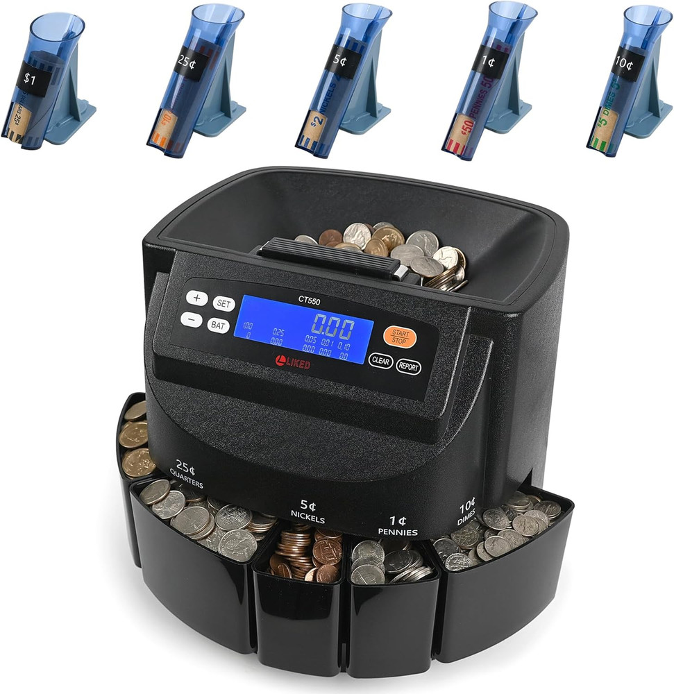 L LIKED Coin Counter and Sorter Machine Accurate sort for Nickels, Dimes