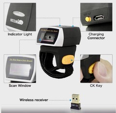 NETUM Bluetooth Barcode Scanner 1D 2D QR Ring Mini Bar Code Reader 2.4GWireless