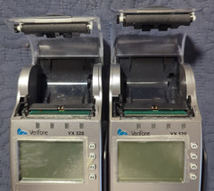 Lot of 2 VeriFone Vx 520 POS Debit / Credit Card Terminal Powers On