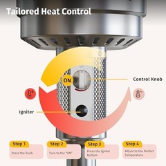 EAST OAK 55,000 BTU Propane Patio Heater with Round Table & Stainless Steel Burn
