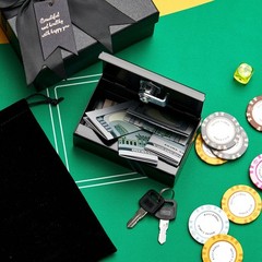 3 PCS Metal Cash Box Pocket Size Winners Bank Black Small Portable Money Slot