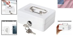 X-Small White Locking Money Box, Lightweight and Portable for Secure Savings