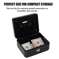 Secure Metal Cash Box for Kids – Small Lock Box with Top Slot, Black, 5.91″x4.72