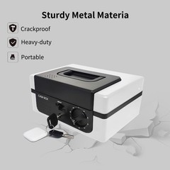 Cash Box with lock and tray, with Tracking & Dual Lock System,money box for c…