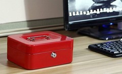Portable Medium Steel Cash Box with Key Lock – Perfect for Home and Business