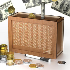 10000 Savings Challenge Box, Cash Vault Wooden Savings Box 10000, Kakeibo Money