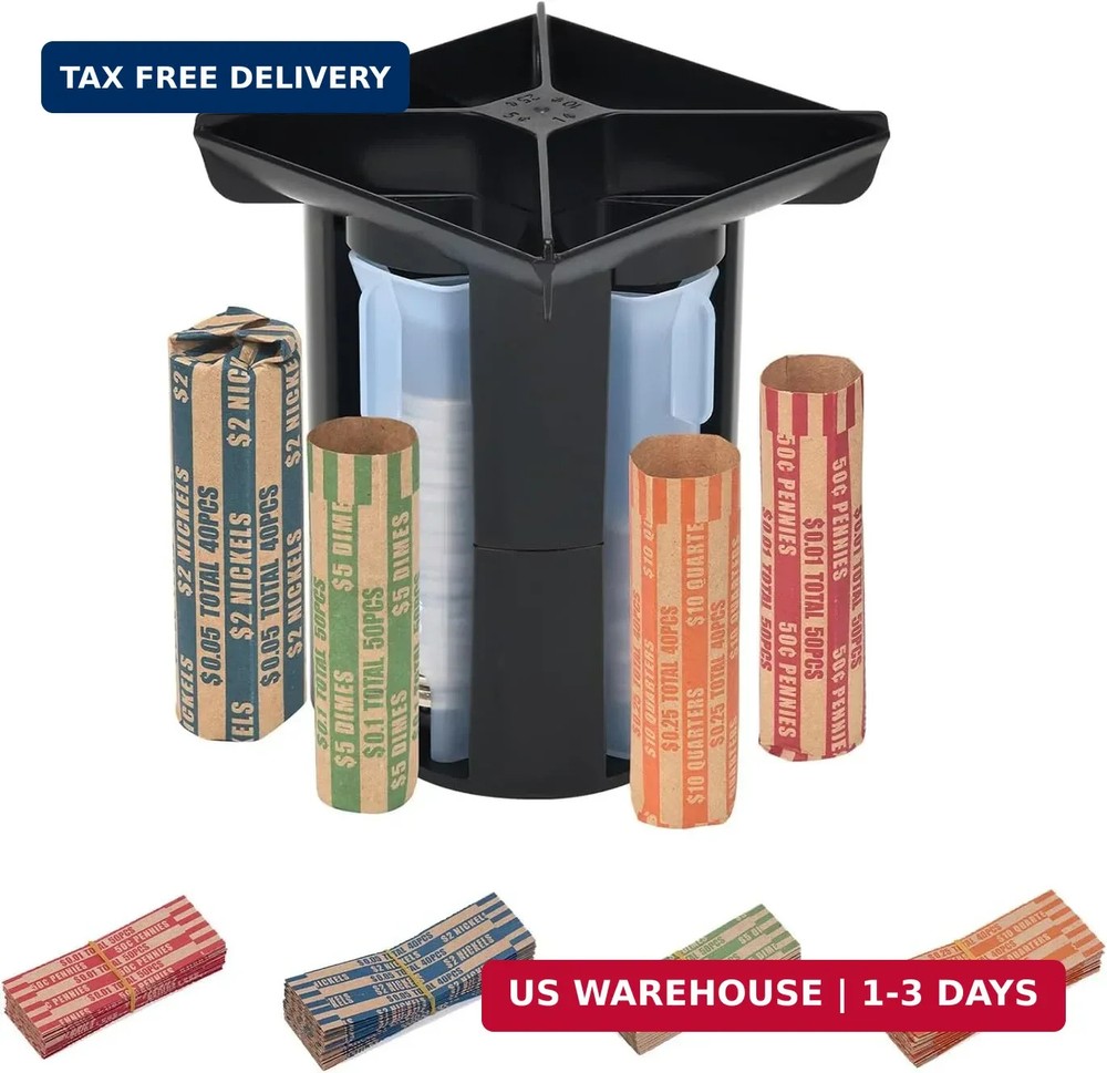Coin Counter, Coin Sorter Tube, 4-in-1 Coin Sorter and Wrapper Machine, Change C