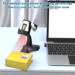 Laser Wireless Handheld Barcode Reader with Stand Bluetooth & 2.4Ghz and USB Wir