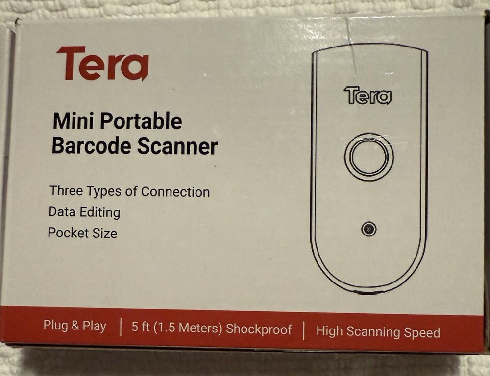 Tera 1100L Black Mini Handheld Portable Shockproof High Speed Barcode Scanner 5V