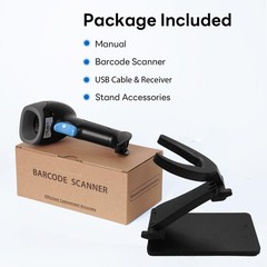 QR Code Scanner with Foldable Stand, 1D 2D Barcode Scanner 2.4G Wireless USB…