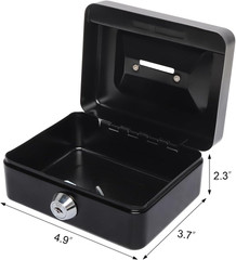 Small Cash Box with Lock and Slot, Money Box for Cash, Piggy Bank for Kids, Bla