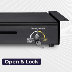 Cash Register Drawer with under Counter Mounting Metal Bracket – 16″ Black Cash