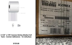 3 1/8″ (80 mm) x 170′ Iconex Full-Tack Sticky Media Linerless Labels (10 rolls)