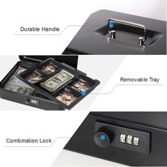 Extra Large Cash Box with Combination Lock, Metal Money Box with Removable Tr…
