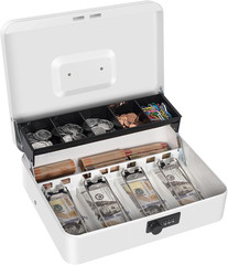 Cash Box with Combination Lock, Metal Money Box for Cash Register, Large Cash Lo