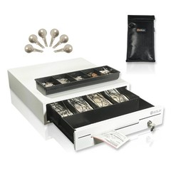 13″ Cash Drawer for POS Systems – Removable Coin Tray, Key Lock, 4 Bill, 5 Coin,