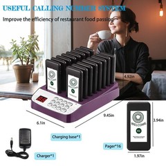 Restaurant Pager System,16 Pagers for Restaurants,Queue Wireless Calling Syst…