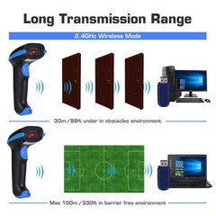 2.4G Wireless Barcode Scanner – 1D Handheld Cordless Barcode Reader for Retai…