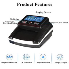 Portable Counterfeit Bill Detector Machine – 4-Way USD & Euro Counting, UV/IR/MG