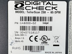Digital Check TellerScan TS230-65 DPM Check Scanner Reader w/AC Adapter TESTED