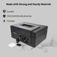 Cash Box with Lock, with Tracking & Dual Lock System,Money Box with Cash Tray, L