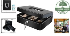 Portable Cash Box with 2-Key Lock and Dual Layer Storage for Small Items
